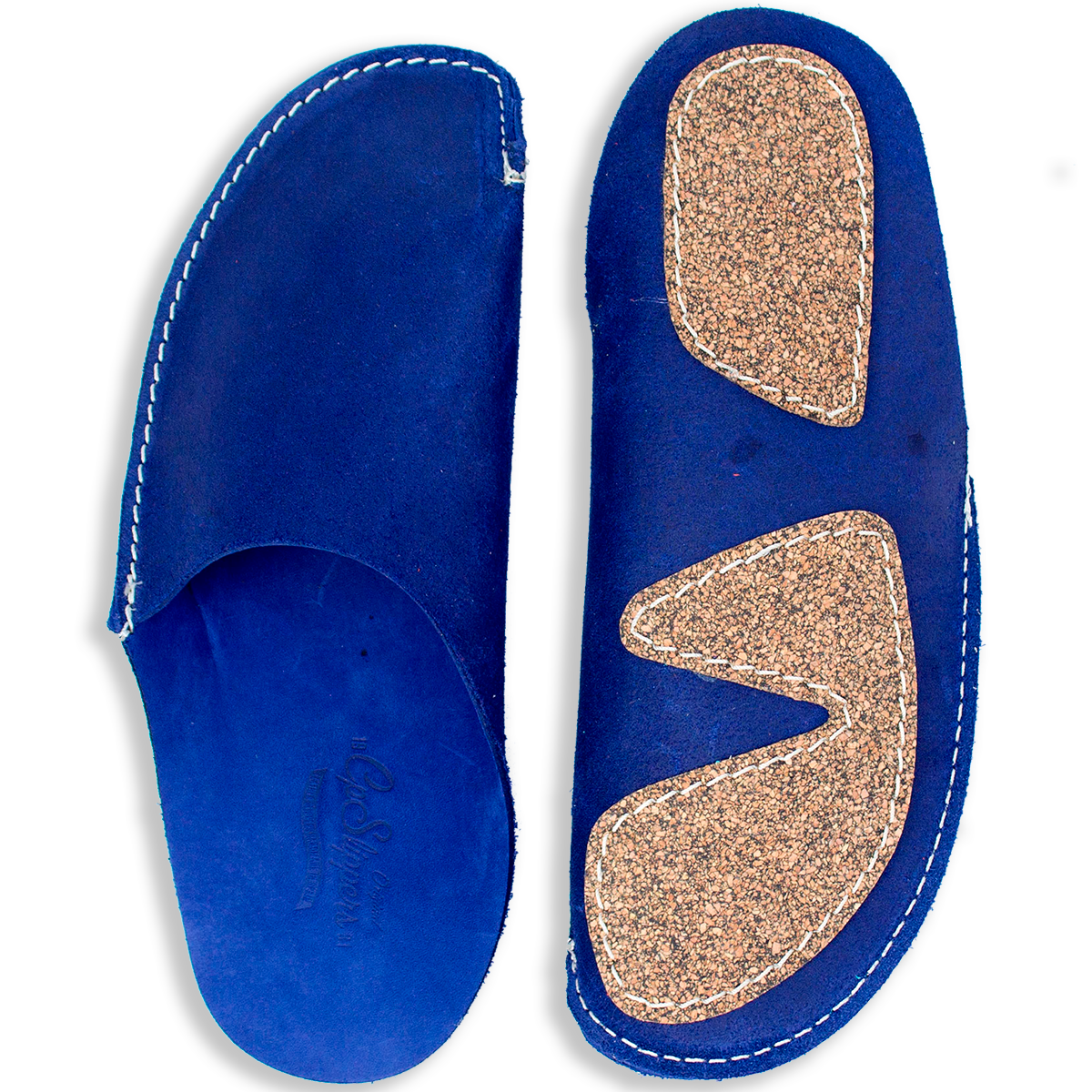 Blue CP Slipeprs luxe cork sole home shoes