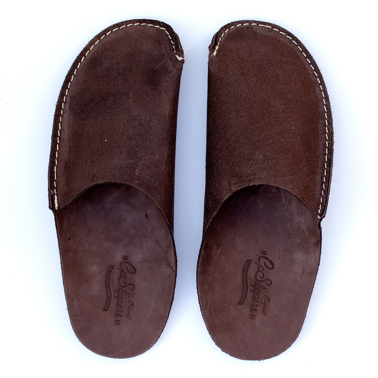 Brown Leather Slippers for Men and Women by CP Slippers Minimalist
